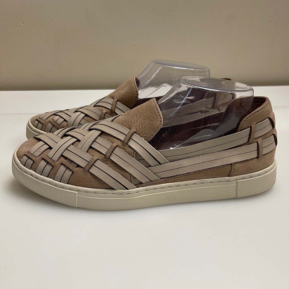 Frye Shoes Womens 9 Tan Ivy Huarache Woven Leather Low Top Slip On Sneakers - Picture 3 of 10